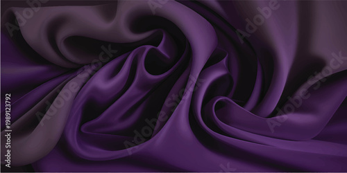 Elegant purple and violet silk fabric creates a smooth satin background with shiny luxury waves and soft drapery texture for a sophisticated textile backdrop