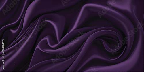 Smooth purple and pink silk fabric with soft satin waves and shiny drapery textures creates a luxury material backdrop of elegant curves for a romantic cloth decoration background