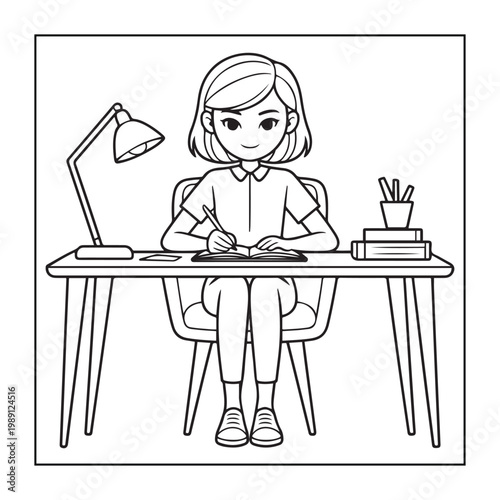 Rich girl moments: Bold and easy coloring pages for adults. line art illustration.