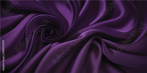 Elegant purple and violet silk satin fabric creates a smooth luxury textile background with soft shiny waves and elegant drapery texture for a silky violet cloth backdrop