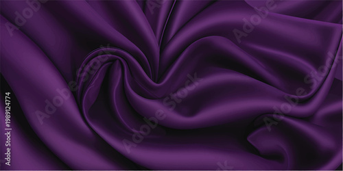 Smooth purple silk and violet satin fabric background with shiny luxury texture and elegant wavy curves for a romantic textile backdrop