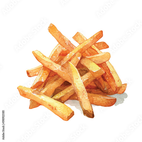 Golden Brown French Fries Closeup.