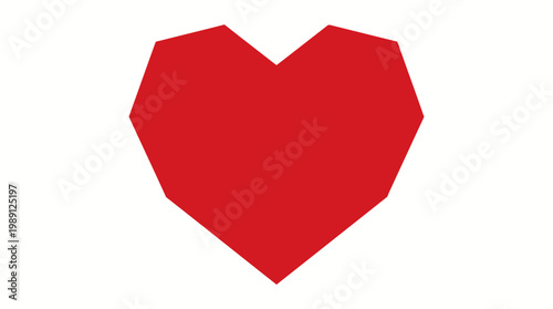 Abstract Geometric Red Heart Graphic Symbolizing Love, Emotion, and Connection in a Clean Modern Design