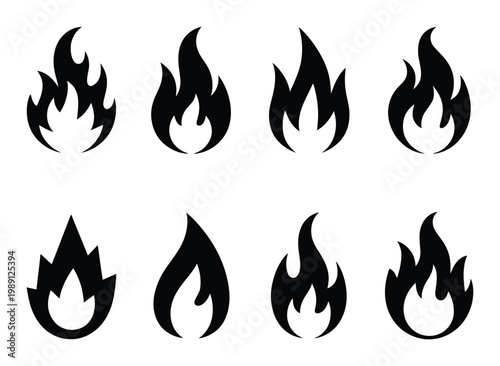 Collection of Black Flame on White Background