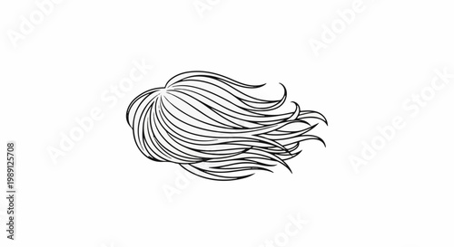 Flowing black and white abstract lines resembling hair in motion