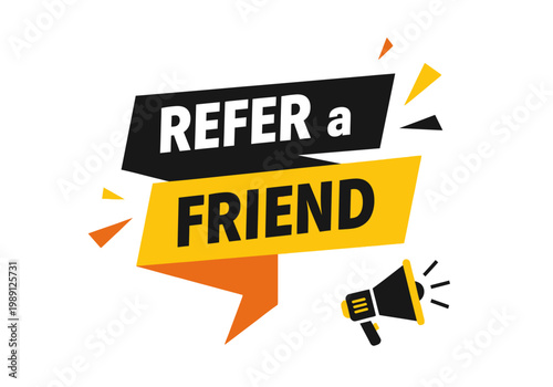 Принти на полотні Refer a Friend Banner for Referral Marketing and Loyalty Programs with Megaphone