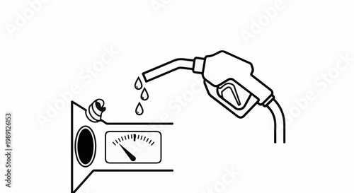 Fuel nozzle dispensing drops onto a gauge and a pump dial