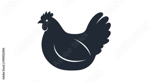 Simple dark chicken icon illustration representing poultry, farming, or food industry concepts on a white background