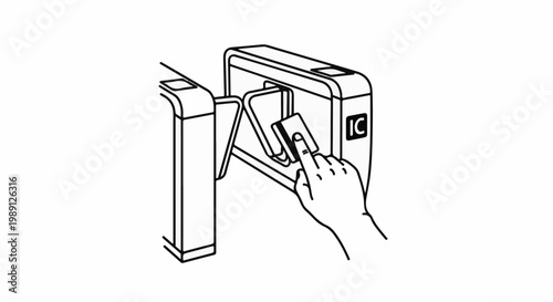 Hand inserts access card into turnstile gate for entry