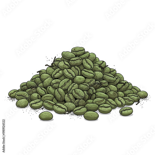Pile of Raw Green Coffee Beans