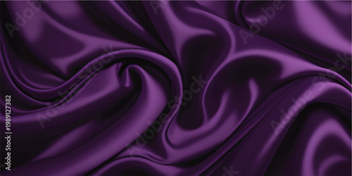 Close-up of elegant purple silk fabric in soft folds