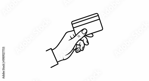 Line art of a hand holding a credit card