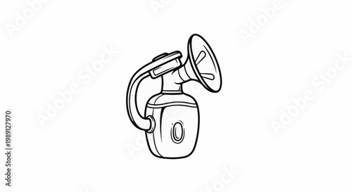 Line art of a portable breast pump on a white background