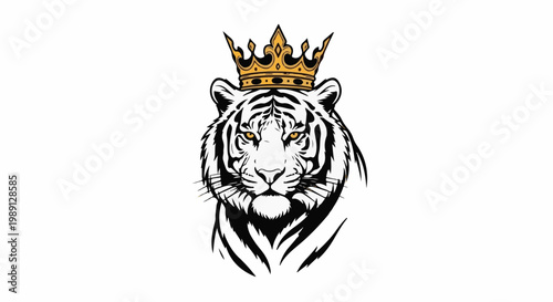 Majestic tiger with a golden crown, embodying power and regality