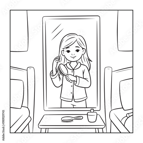 Rich girl moments: Bold and easy coloring pages for adults. line art illustration.