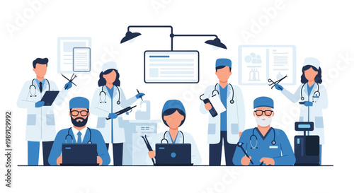 Doctors and nurses working together.