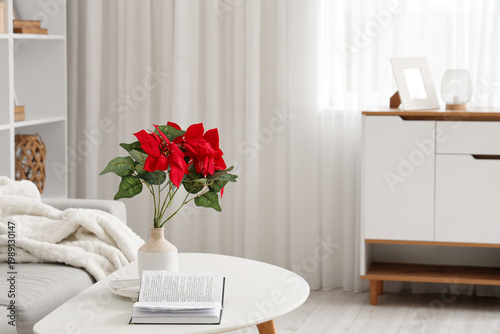 Vase with Christmas plant p...