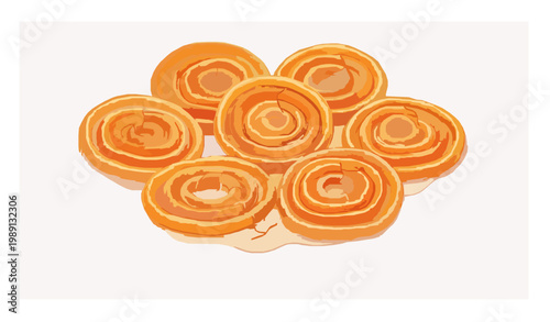 Jalebi Indian Sweet Dish Vector Illustration
