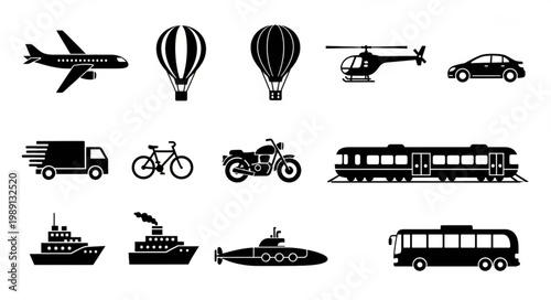 transportation icons set vector