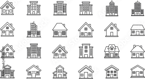 Assorted architectural sketches of residential and commercial buildings