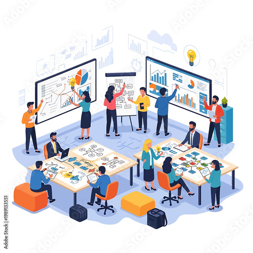 Business people brainstorming and planning together.