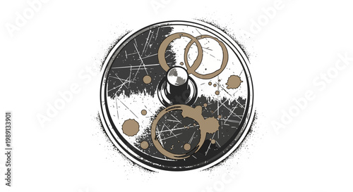 Abstract circular grunge texture with coffee stains and rings