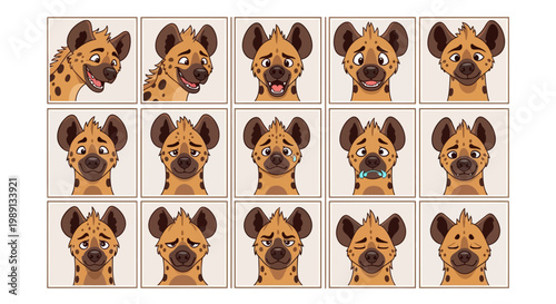 Collection of various dog face expressions.