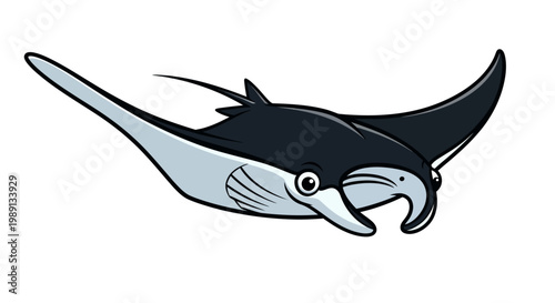 Cartoon manta ray swimming underwater.