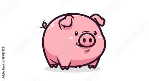 Cute Pink Cartoon Pig Animal.