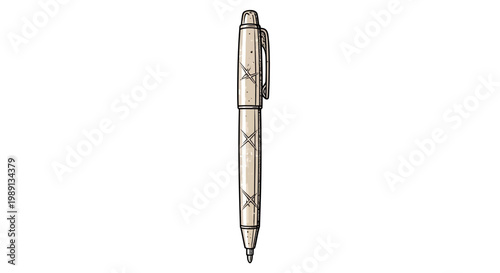 Elegant fountain pen with decorative pattern, isolated on white.