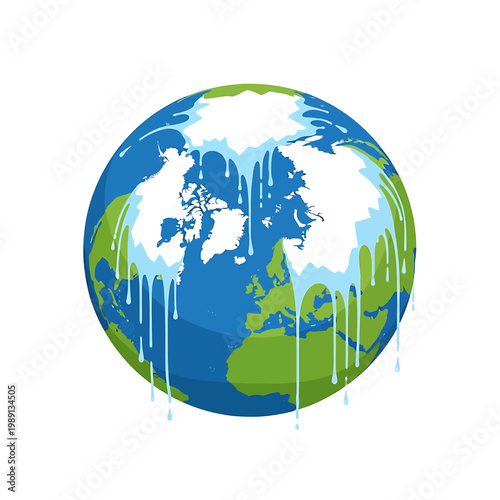 Earth Melting Ice Globe Planet.