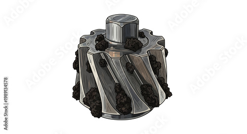 Industrial gear with debris, metallic, mechanical component