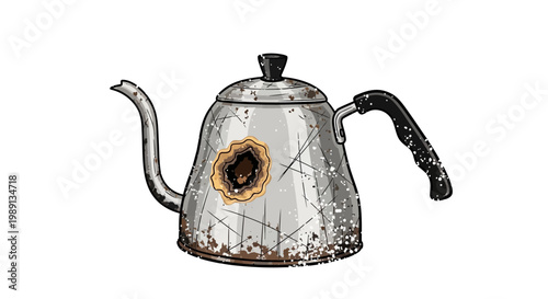 Rustic Kettle with Burn Mark