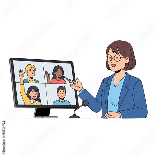 Woman presenting to virtual meeting attendees 1.