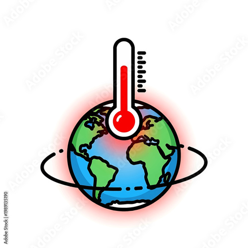 Earth with rising temperature gauge.