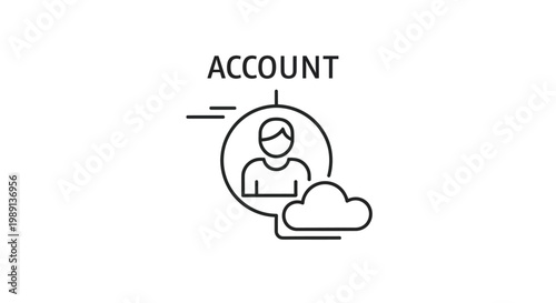 Cloud Account User Profile Line Icon.