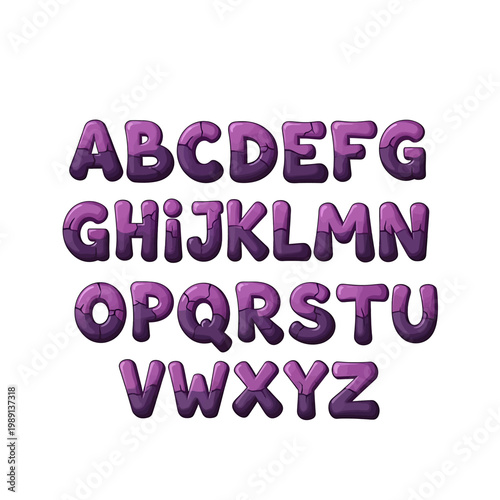 Purple alphabet letters uppercase set.