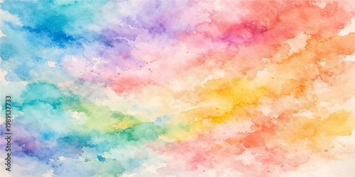 Colorful abstract watercolor hand painted textured background with soft pastel rainbow paint brush strokes smoke and vintage paper art style