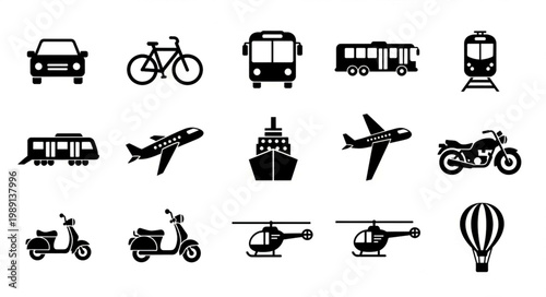 transportation icons set