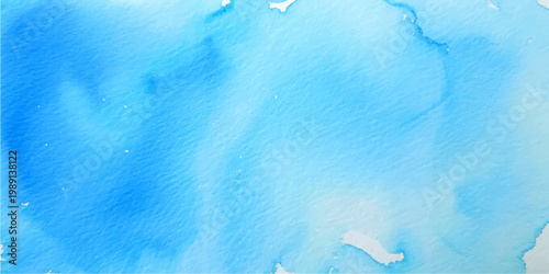 blue watercolor abstract background with icy winter texture, snow, frost, clouds and frozen water surface