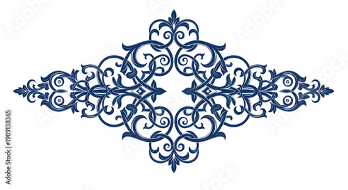 Intricate blue ornamental design element.