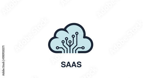 SaaS cloud computing technology icon with circuit board elements.