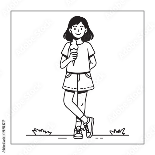 Rich girl moments: Bold and easy coloring pages for adults. line art illustration.