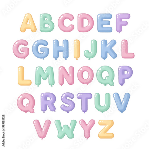 Canvastavla Colorful alphabet letters in balloons 2.