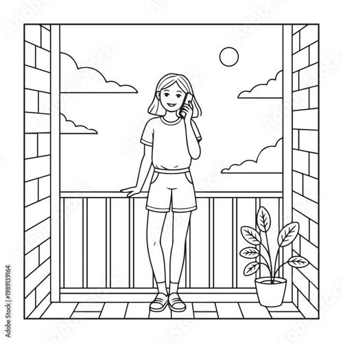 Rich girl moments: Bold and easy coloring pages for adults. line art illustration.