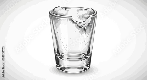 Empty shot glass with remnants of foam and liquid