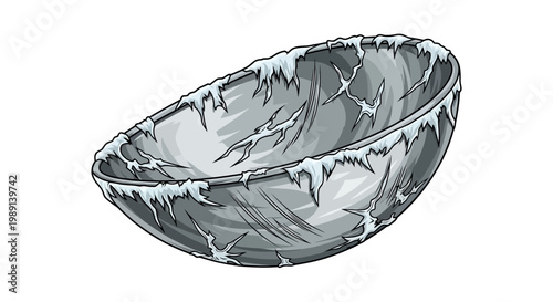 Frozen Bowl with Ice and Frost