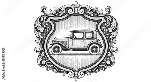 Vintage Automobile Emblem Crest Design.