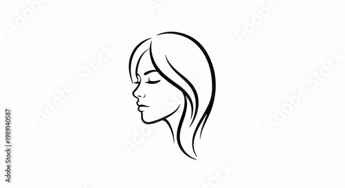 Minimalist line art sketch of a woman's profile with closed eyes
