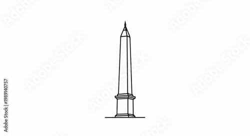 Monochromatic outline drawing of a tall, four-sided monument with a pyramidical top